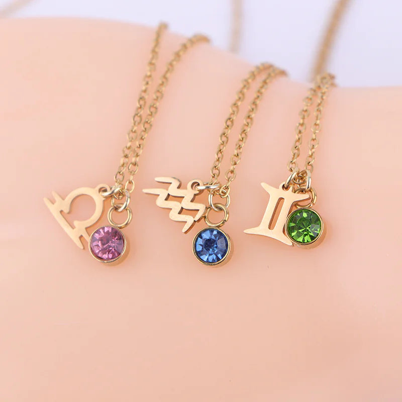 Zodiac Birthstone Gold Necklace