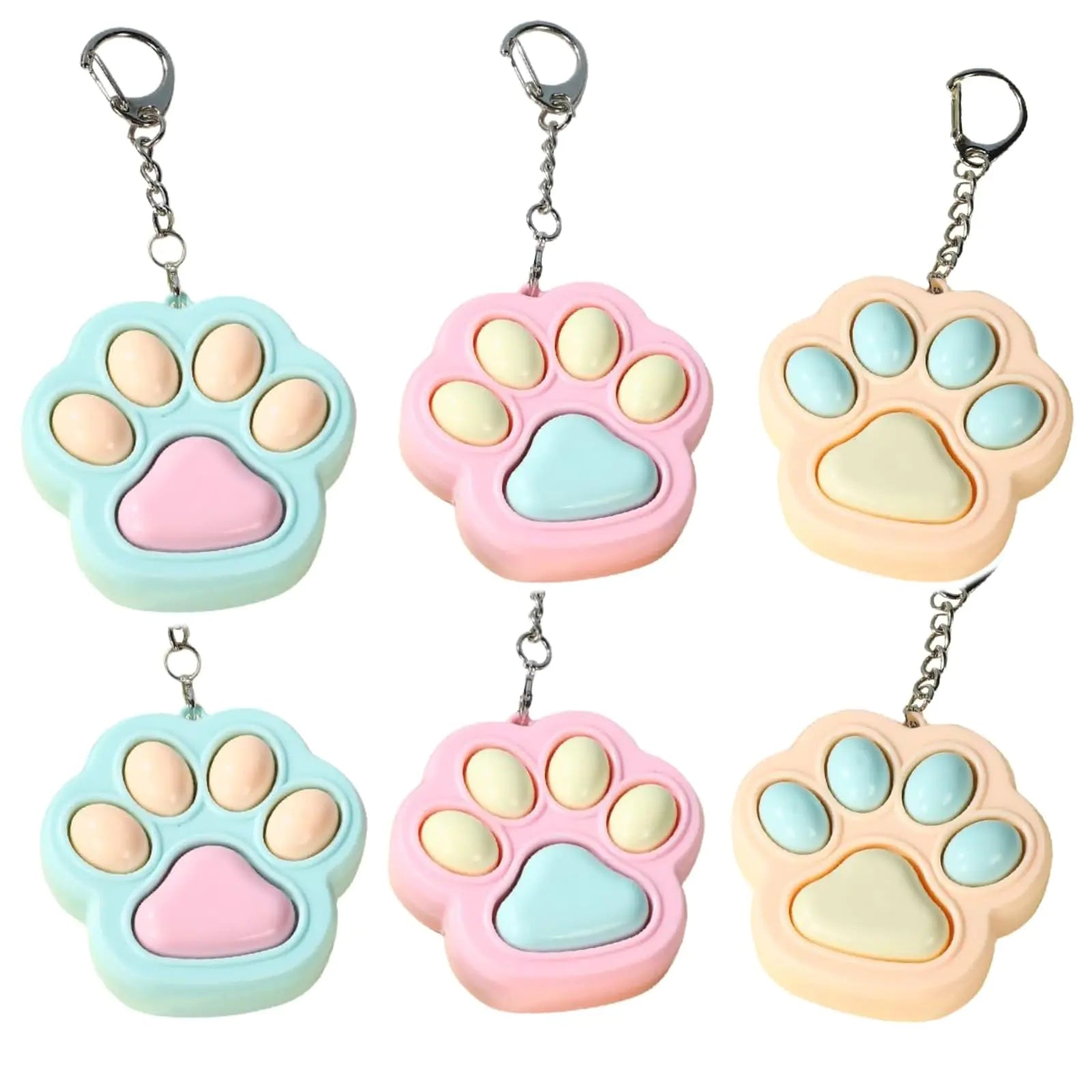 Zioyihan 6 Pcs Cat Paw Fidget Toys Fidget Keychain Clicker Toys Mini Sensory Toy Anxiety and Stress Relief for Child &Adults